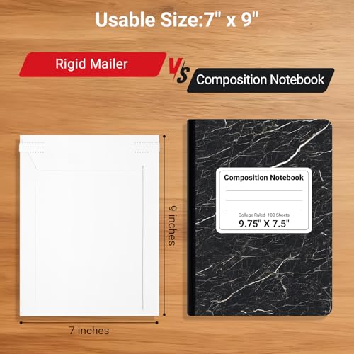 Mukawa 7 x 9 Inches Rigid Mailers, 100 Pack Self Seal Cardboard Mailing Envelopes. Shipping Photo, Document, Trading Card & CD Mailers for Small Business, Office & Collectors