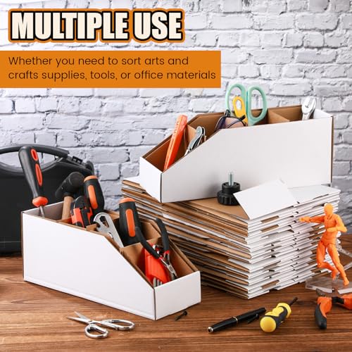 Fuyoooo 30 Pack Cardboard Storage Parts Bins Boxes with Dividers 12 x 4 x 4.5 Inch Small Parts Bins Organizers Bulk for Shelves Stem Project Online Store Inventory Garage Organization - size: 12 x 4 x 4.5 Inch