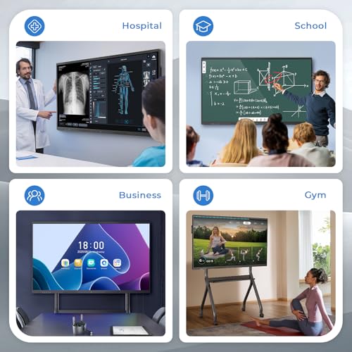65'' Smart Board, 4K UHD Interactive Touchscreen Whiteboard, Android 14 8+128GB Wireless Smartboard for Classroom Home Office Studio - size: 65"