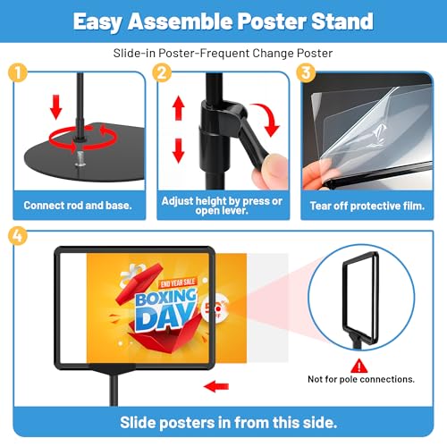 Sign Holder Stand 8.5 x 11, Adjustable Poster Stand for Table Top & Floor, Signage Display Stands, Floor Standing Sign Holder for Advertisement, Tradeshow, Store, Business, 2 Pack - size: 2 Pack, 8.5 x 11 inch