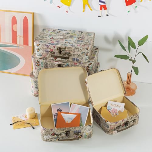 Soul & Lane - Vintage Suitcase Storage Boxes with Handles, Set of 5