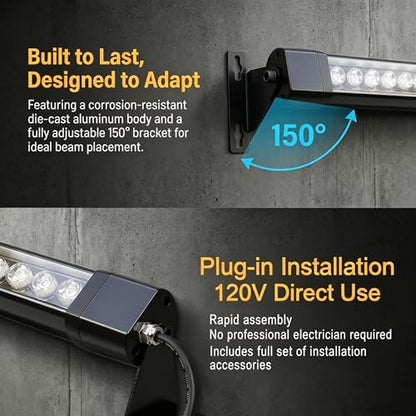 72W LED Wall Washer Light 40Inch IP67 5000K 120V Plug-in Outdoor Light 2pcs - color: 5000K Daylight White-2pack