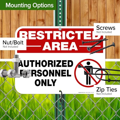 Restricted Area Authorized Personnel Only Sign, 12x16 Inches, Rust Free - size: 12x16 DiBound