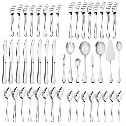 HaWare 48 Pieces Silverware Set with Serving Utensils - size: 48 Pieces