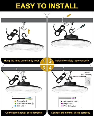 ADUB 240W UFO LED High Bay Light 5000K UL Listed 33600LM Dimmable 3 Pack