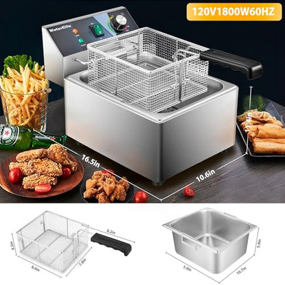 WaterElfo Electric Deep Fryer Commercial Deep Fryer With Basket 1800W Pounds Troperature Control and Timer Large capacity fryers for home use outdoor (9L 1800W) - size: 9L 1800W