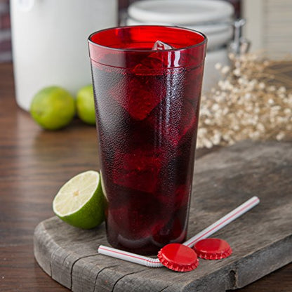 Carlisle FoodService Products Stackable Tumbler Plastic Tumbler with Pebbled Exterior for Restaurants, Catering, Kitchens, Plastic, 20 Ounces, Ruby, (Pack of 72) - color: Ruby
