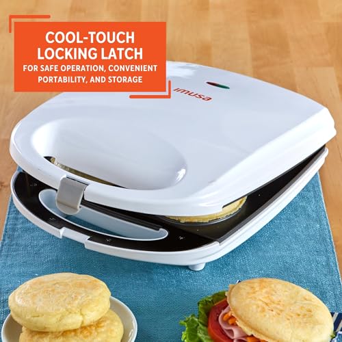 Imusa USA GAU-80300 4 Slot Electric Arepa Maker with Nonstick Surface (1,200-Watts), White - size: 4 Slot, style: Arepa maker