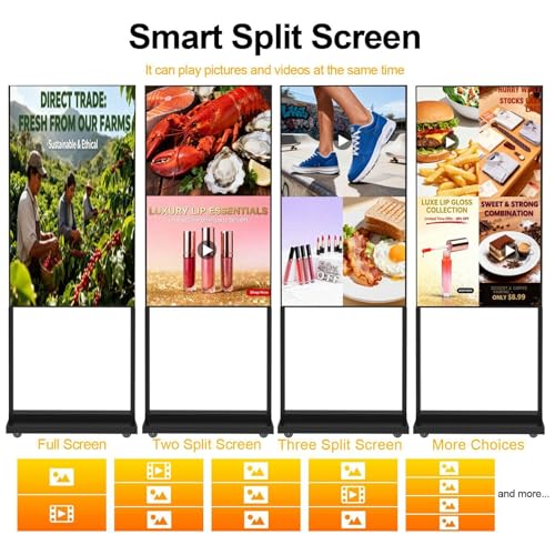 32 Inch Digital Signage Display, 700nits Menu Displays, Indoor Floor Standing Display, LCD Advertising Display, CMS Remote Publishing, U-Disk Plug & Play, APP, Android OS, HDMI in