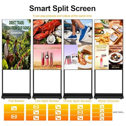32 Inch Digital Signage Display, 700nits Menu Displays, Indoor Floor Standing Display, LCD Advertising Display, CMS Remote Publishing, U-Disk Plug & Play, APP, Android OS, HDMI in