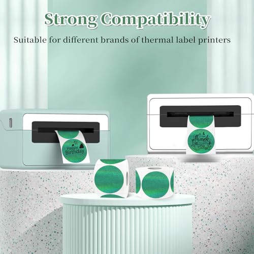 1.5 Inch Thermal Labels,Holographic Circle Direct Thermal Stickers,for Address Design DIY Logo Business(300 pcs/Green dots) - color: Green Dots, size: 1.5 inch