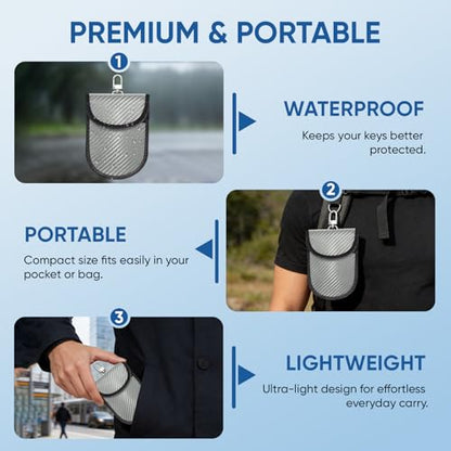TICONN 2PK Faraday Bag for Car Key Fob, Anti-Theft NFC RFID Blocking Pouch - color: Grey, size: Small