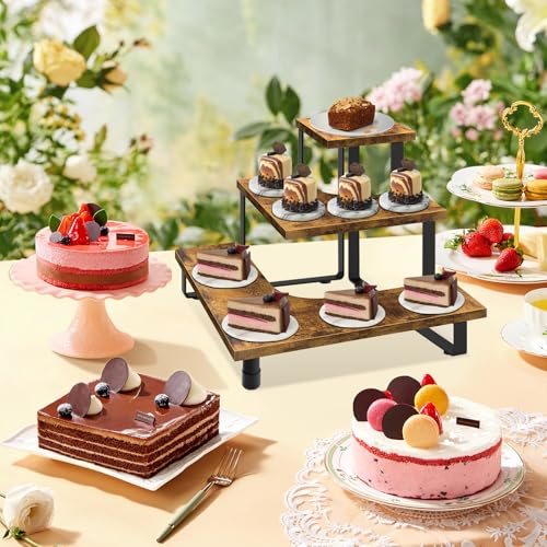 ELITEROO 3-Step Corner Display Shelves, Wooden Tiered Display Stand