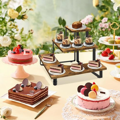 ELITEROO 3-Step Corner Display Shelves, Wooden Tiered Display Stand