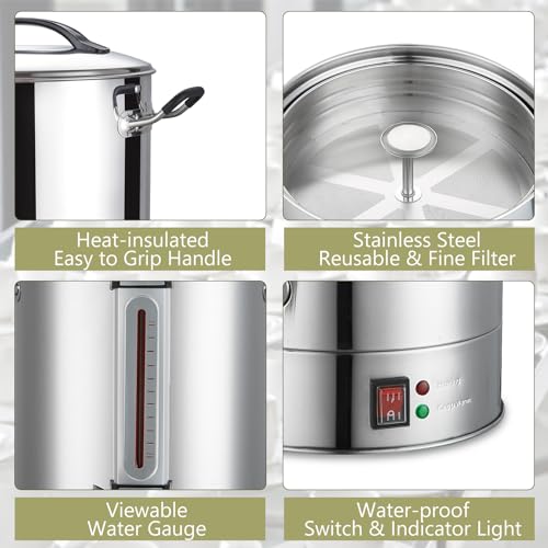 Commercial Coffee Urn 24L 160Cup Stainless Steel Quick Brew Hot Dispenser for Catering, Commercial Grade Large Capacity Coffee Maker For Meeting Rooms, Church, School, for 100+ Guests - size: 24 Liters