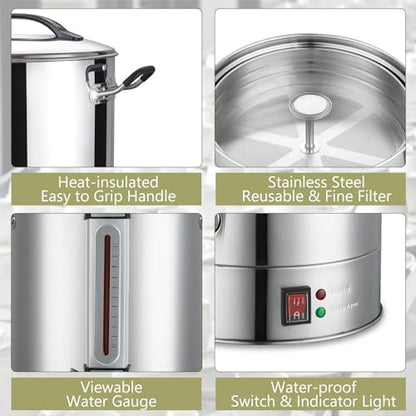 Commercial Coffee Urn 24L 160Cup Stainless Steel Quick Brew Hot Dispenser for Catering, Commercial Grade Large Capacity Coffee Maker For Meeting Rooms, Church, School, for 100+ Guests - size: 24 Liters