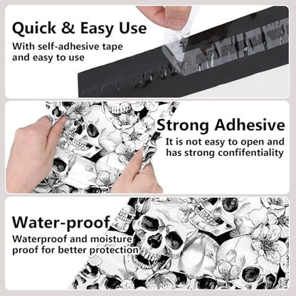 JarThenaAMCS 100Pcs Halloween Skull Poly Mailers 10 x 13 Inch Packaging Bags Self Seal Mailing Envelope Bags for Small Business Clothing Gift - style: skull