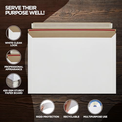 100 Pack Rigid Mailers 4.5x6.5 Inch Self Seal Document Mailers - size: 6.5x4.5" - Pack of 100