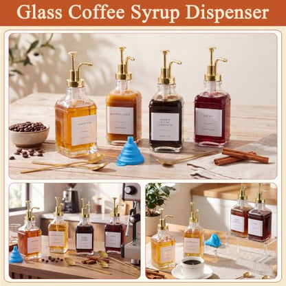 Silifine 11 Pcs 16.9 oz Coffee Syrup Dispenser Set, Square - style: Square