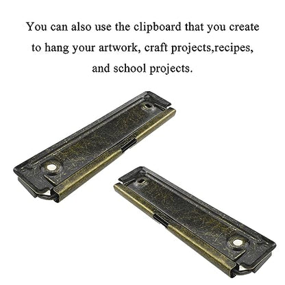 HAHIYO 4.72 Inches Vintage Bronze Metal Mountable Clipboard Clips - 5 Pack, Durable Spring Loaded Clip with Rubber Grips and Rivets Document File Wood Plastic Clip Board for Office School Home - style: Bronze-4.72in-5p