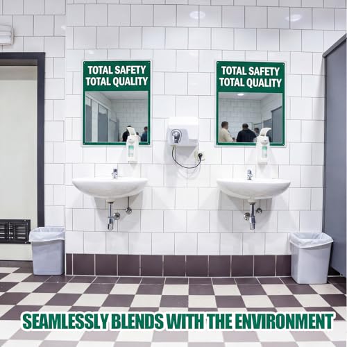 Safety Mirror Sign for Workplace " Total Safety Total Quality" Industrial Workplace Message Sign with Acrylic Mirror, Wall Mounted 16" x 19"