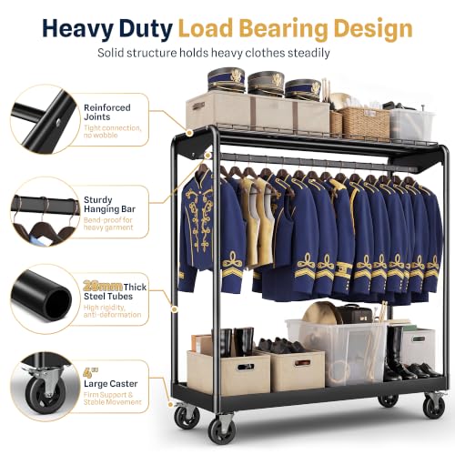 HOKEEPER Clothes Rack Load 1200LBS Commercial Clothing Rack Heavy Duty - size: 20"D x 62.2"W x70.5"H