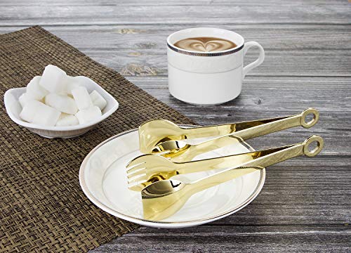 MSY BIGSUNNY Mini Appetizer Tongs Stainless Steel Set of 4, Metal Small Serving Tongs, 6 Inch(15.2cm, Golden) - color: Golden Tongs, size: 6 inch