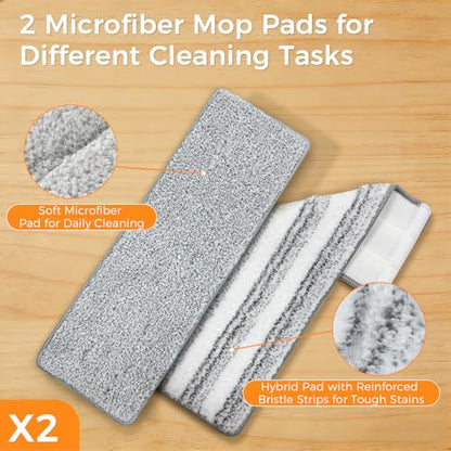 Mop and Bucket Set with Wringer, Flat Mop System for Floors