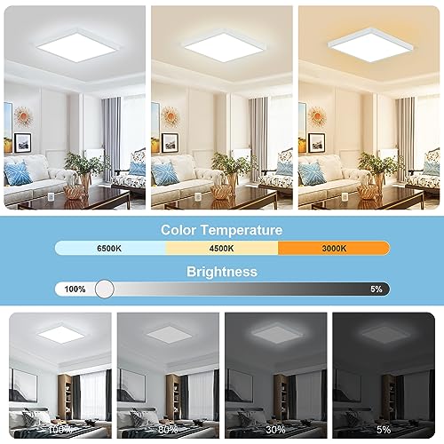 DELIPOP 12 inch Dimmable LED Flush Mount Ceiling Light Fixture with Remote Control, 24W 3000K-6500K Adjustable Color Temperature, Ultra-Thin Ceiling Lamp for Bedroom Kitchen Hallway Living Room - size: 12in-Dimmable-1Pack