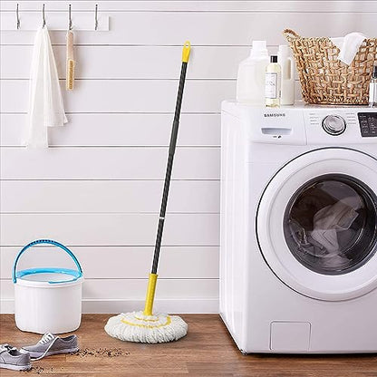 Self-Wringing Twist Mop with 1 Extra Refill, 57" Long Handle, Yellow - color: Yellow (1 Handle & 2 Mop Heads)