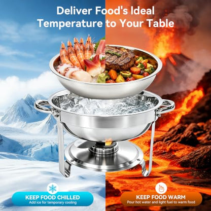 4-Pack 6QT Chafing Dishes for Buffet, 304 Stainless Steel Chafing Dish Buffet Set with Glass Lids & Lid Holders – Food Warmers for Parties, Weddings, Birthdays & Catering,Silver - color: Full Silver With Glass Lid