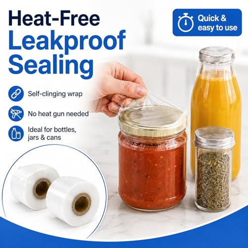AmazingSpark 3 Rolls Mini Stretch Wrap for Bottles Jars Seals, 2in x 3150ft