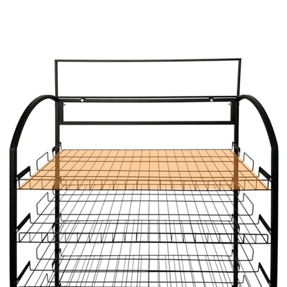 TONGMO Bakery Display Rack: Equipped with Wheels and Header Holder, 39.5" Wide Potato Chip Display Rack, 6 Shelves Snack Rack Display.(39.5", 6-Shelves, Black)