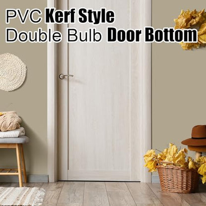 Pushglossy 2 Pcs Double Bubble Kerf 36" Door Bottom Seal, Black - color: Black, size: Double Bubble Kerf