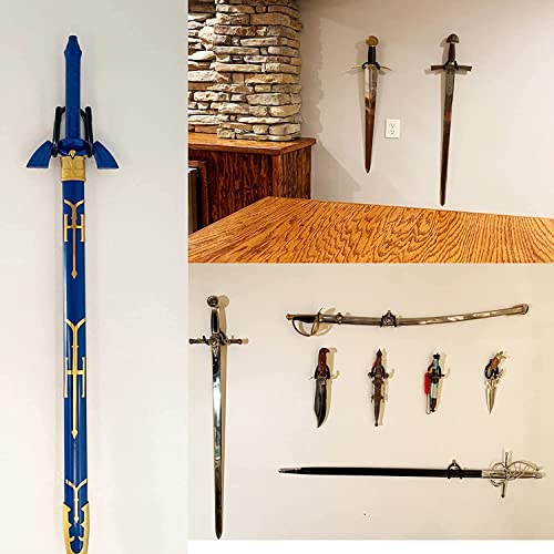 Universal Adjustable Sword, Wall Hook Storage Organizers Rack Display Hanger Wall Mount Stand Collection Holder for Sword,Dagger,Axe,Keyblade,etc — Vertical/Horizontal Display -（2 pack）