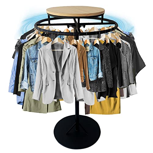 Commercial Grade Round Clothes Rack Floor Standing Rotatable Clothing Rack - color: Natural