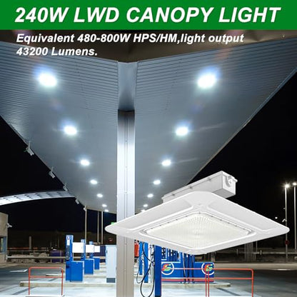 LED Gas Station Canopy Light 240W Carport Garage Lamp Fixture 5700K - color: 240W