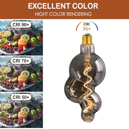 4W Filament 2700K Warm Lights,Dimmable E26 Lamp Base,1-Pack - color: Special Electroplated Bubble Lights(dimmable)