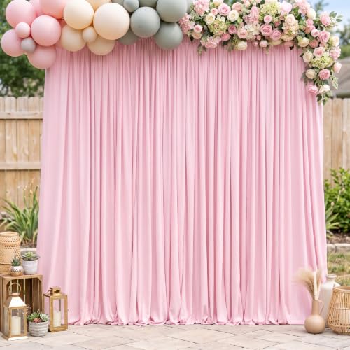 MEETSKY Pink Backdrop Curtains,Birthday Backdrop Drapes,5ft x 7ft,2 Panels - color: Baby Pink, size: 60"W x 84"L (Pack of 2)