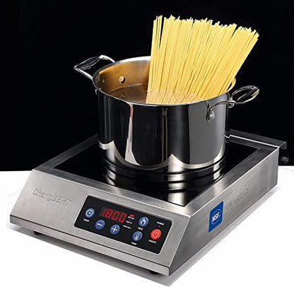 ChangBERT Portable Induction Cooktop 1800W NSF Certified Commercial Range Powerful Countertop Burner Pro Chef Professional Hot Plate Premium Stainless Steel Housing Schott Glass 10 Hours Timer - style: FlameCold Series 1800W