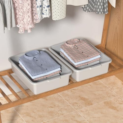 8 L Commercial Bus Tote Box, Light Grey Plastic Dish Pan 5 Pack - size: 8 L without Lid