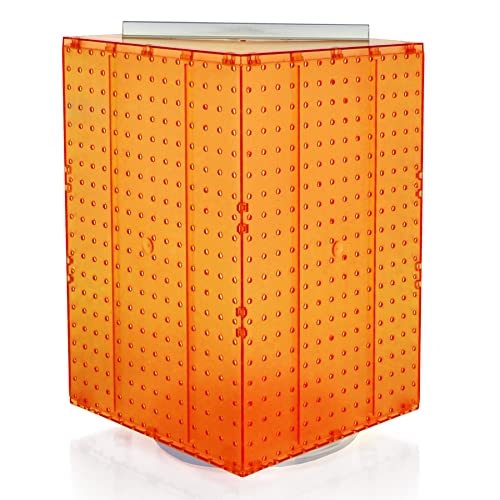 Azar Displays 701414-ORG Rotating Display Stand - 4-Sided Display Racks- Peg Display Carousel (14” W x 14” D x 20” H) - Easy Assemble Revolving Display for Retail - Pegboard Organizer, Orange - color: Orange, style: Pegboard only