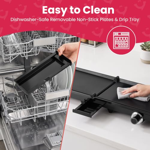 38" x 10" Foldable Electric Griddle with 2 Cooking Zones