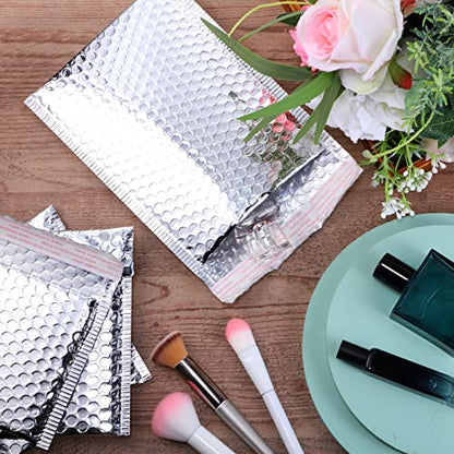 Outus 50 Pcs Bubble Mailers 3 Sizes, Bubble Shipping Envelopes, Silver - color: Silver