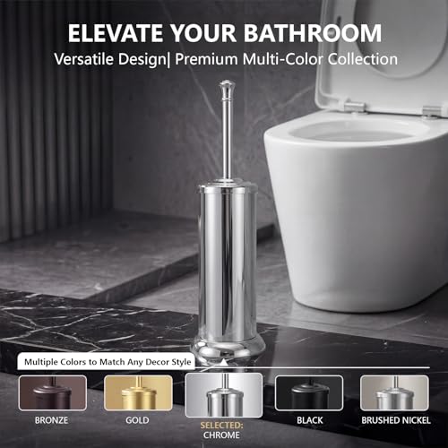 Stainless Steel Toilet Bowl Brush and Holder Set for Bathroom Long Handle - color: Chrome
