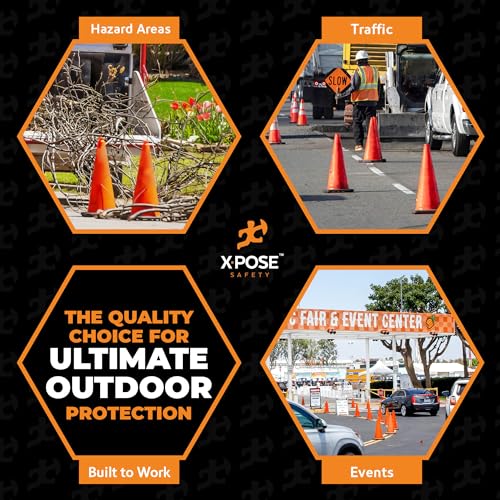 Xpose Safety 28 Inch Orange Traffic Cones, 6-Pack - color: Orange, size: 28" 7lb. Cone