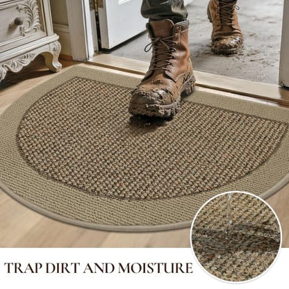 Dirt Trapper Door Mats 26" x 40", Non-Slip & Washable, Beige - color: Beige, size: 26" X 40" (Semicircular)