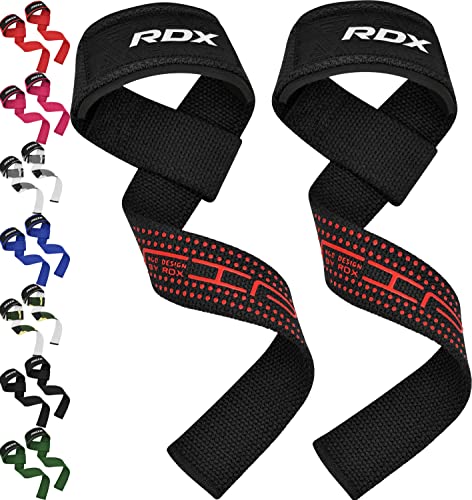 RDX Lifting Straps for Weightlifting –100% Cotton Heavy Duty Gym Wrist Strap with 5MM Neoprene Padding, 60CM Anti-Slip Hand Grip Wraps for Deadlifts Powerlifting Workouts Strength Training, Men Women - color: Dotted Black