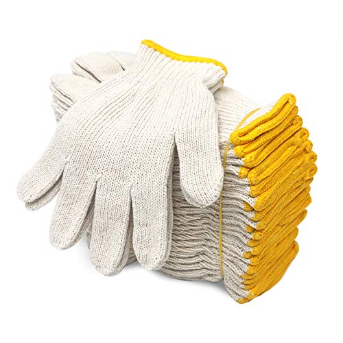Evridwear Cotton Polyester String Knit Shell Safety Protection Work Gloves for Painter Mechanic Industrial Warehouse Gardening Construction Men & Women 12 Pairs, no Dots, Small Size - color: No Dots, size: Small