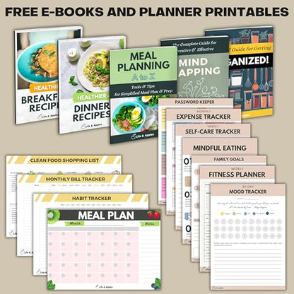 Life & Apples Weekly Meal Planner Notebook with Grocery List, Cooking - color: Cooking